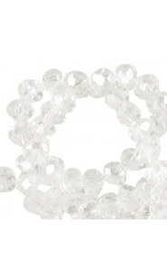 Faceted glass beads 4x3mm disc Crystal-pearl shine coating
